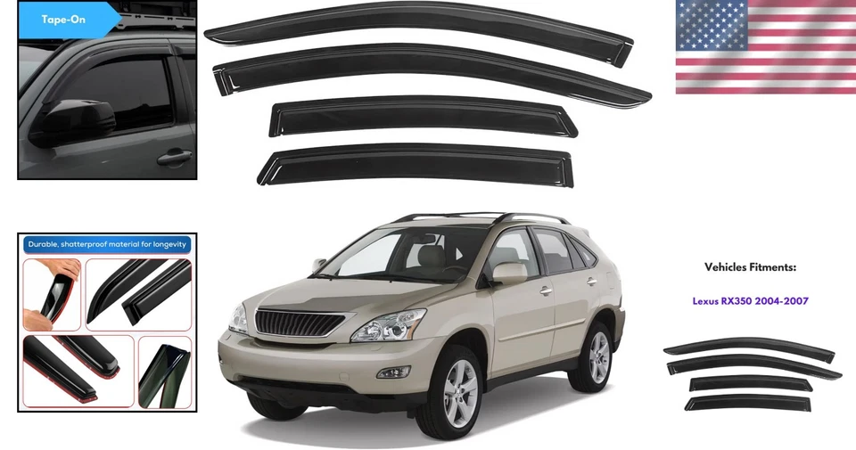 Lexus RX330 RX350 RX400h 2004-2009 Window Visors - Rain Guard Deflectors Foto 2 de 4