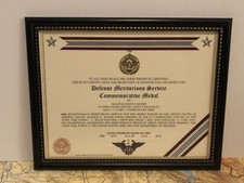 DEFENSE MERITORIOUS SERVICE COMMEMORATIVE MEDAL CERTIFICATE ~ Type 1