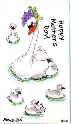 Suzy's Zoo "Swans Mother's Day" Scrapbook 2 x 3.5 Sticker #9805 BULK 25 SHEETS