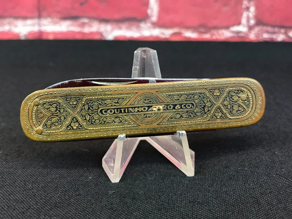 RARE Vintage SOLINGEN POCKET KNIFE Engraved COUTINHO CARO & CO. 3 Blades GERMANY - Image 2 of 4