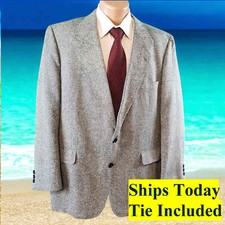 Bert Pulitzer Men's 44R Black Check 100 Silk Blazer Sport Coat  Tie 11615