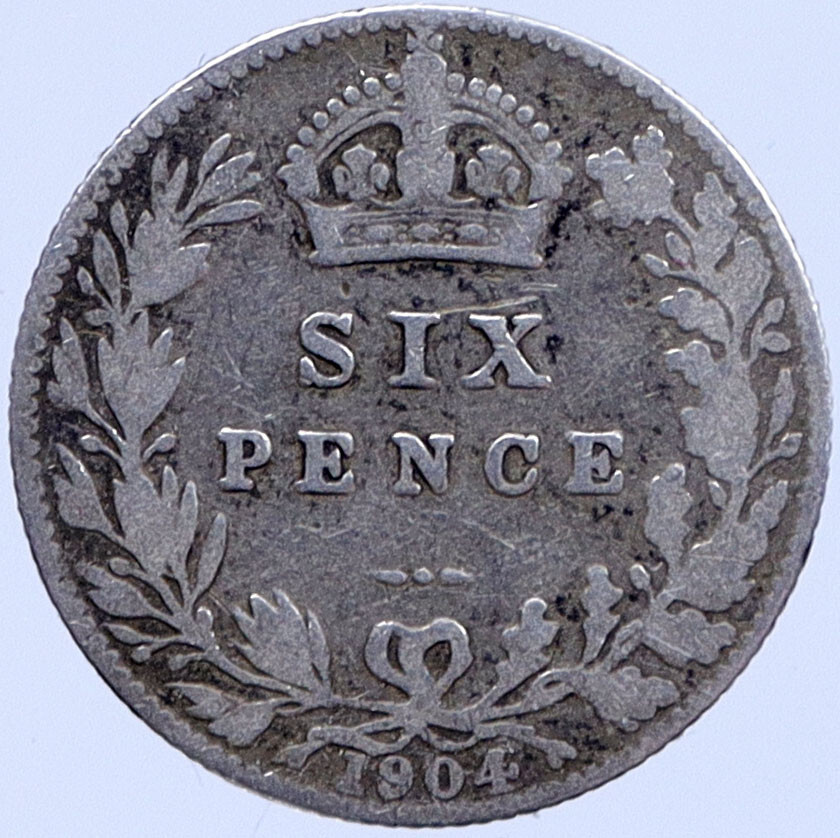 1904 GREAT BRITAIN Silver Six Pence Coin UK EDWARD VII of United