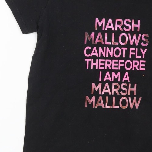 Hanes Womens Black Cotton Blend T-Shirt Size S - Marshmallows Can Not - Picture 9 of 12