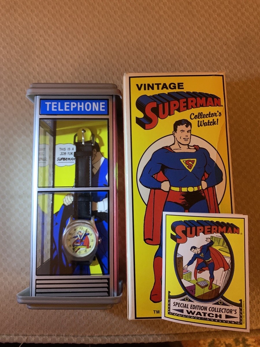 Vintage Fossil Superman Phone Booth Collectors Watch Set LI-1031