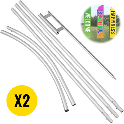 VEVOR Advertising Feather Flag for Business 2 x 6PCS 16ft Swooper Flag Pole Sets