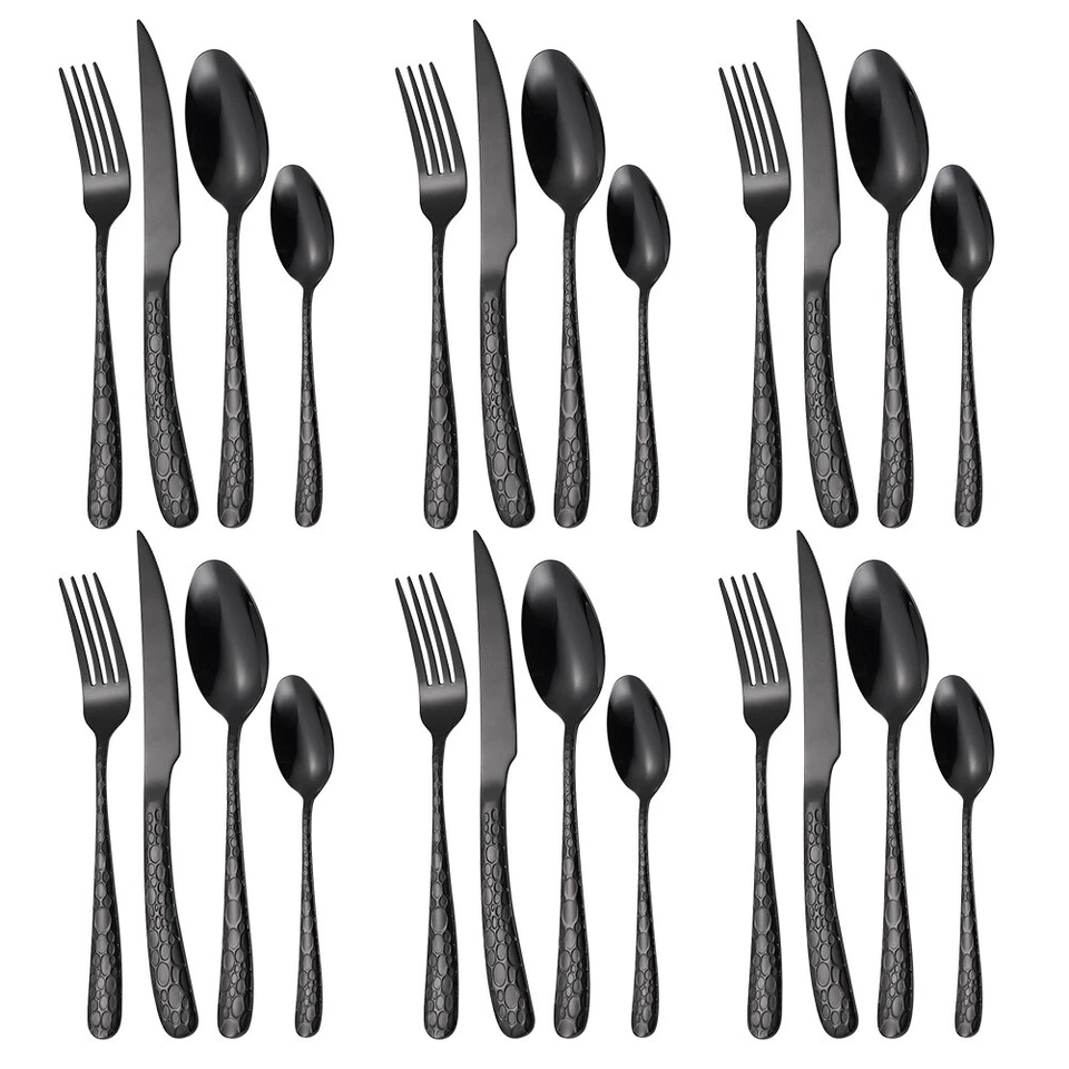 24 Stück Spülmaschinenfest Besteckset Edelstahl Messer Löffel Set für 6 Personen - Bild 3 von 4