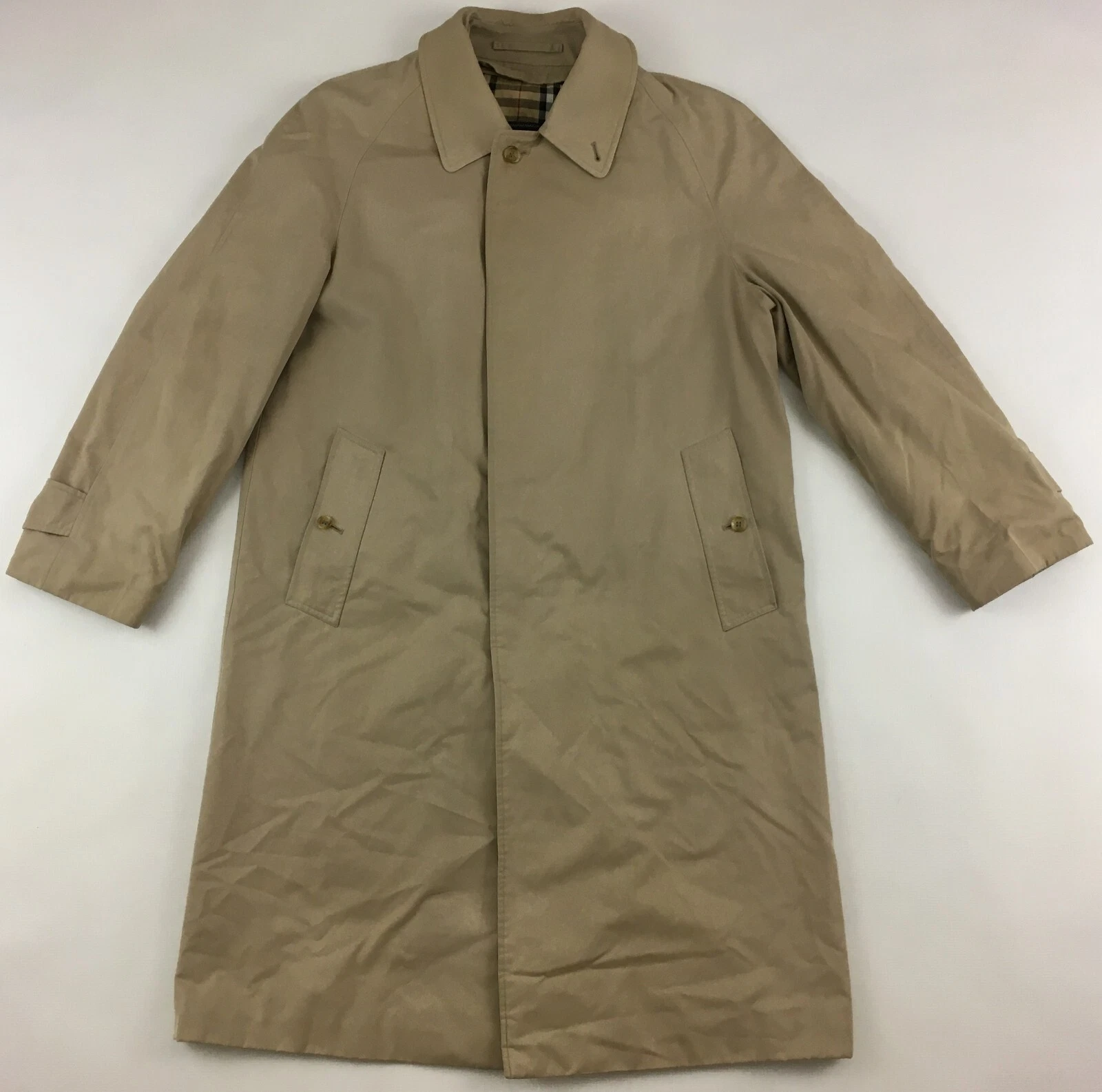 Cappotto Burberry made in England vintage beige designer fodera a scacchi Nova uomo 48