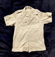 1950s / 50s Korean Army 8.2 Oz Small Twill Short Sleeve Khaki Shirt Military S