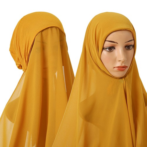 Chiffon Scarf Hijab And Jersey Cap All In One Suit Shawl Muslim Women Headwrap - 第 27/28 張圖片