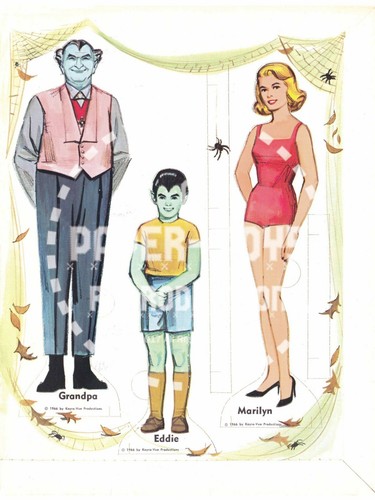 VINTAGE REPRINT - 1966 - THE MUNSTERS PAPER DOLL PUNCH OUT BOOK WITH CB SAMPLER - Picture 3 of 11