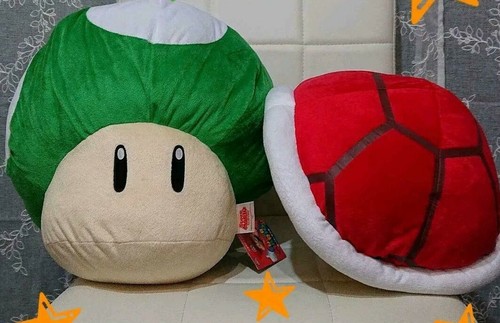 Peluche Champignon 1Up Vert Super Mario - Marque Together, 16 Cm - Neuf