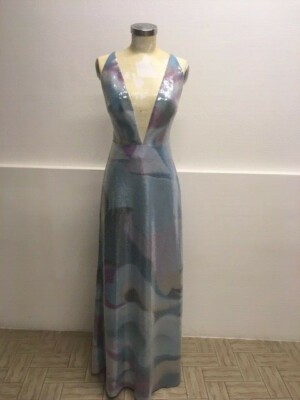 Emilio Pucci original abito lungo paillettes in seta/ silk sequin long dress
