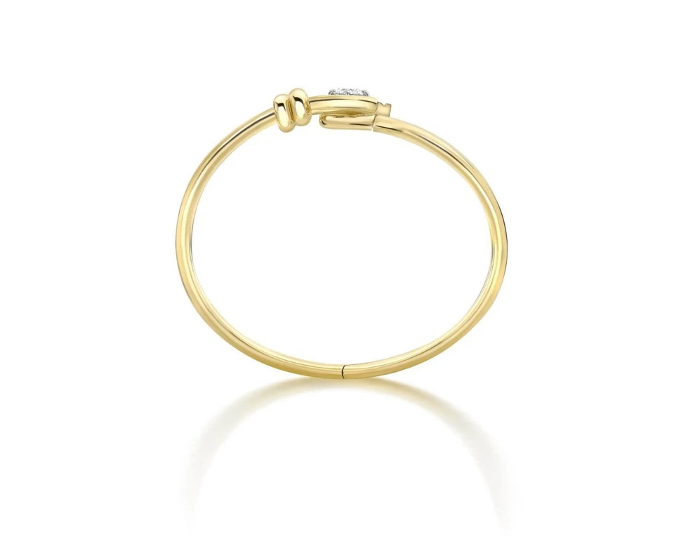 18k Yellow Gold Knot 1.30ct Round VS-GH GIA Certified Lab Grown Diamond Bangle - Image 4 of 4