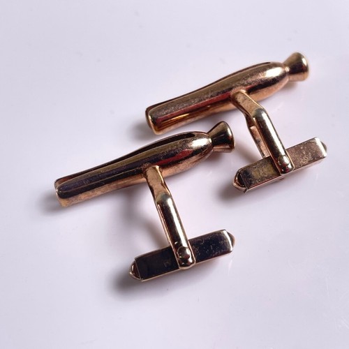 Swank Vintage Clothespin Cufflinks Gold Plate 1" Bent Bullet Back Figural - Picture 4 of 6