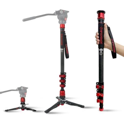 iFootage Cobra Carbon Fiber Monopod with Pedal-Release Mini Tripod Base  - Main Image