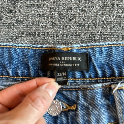 Banana Republic Damenjeans Größe 14 starr hoher Bund gerade mittlere Waschung #0680 - Bild 5 von 9