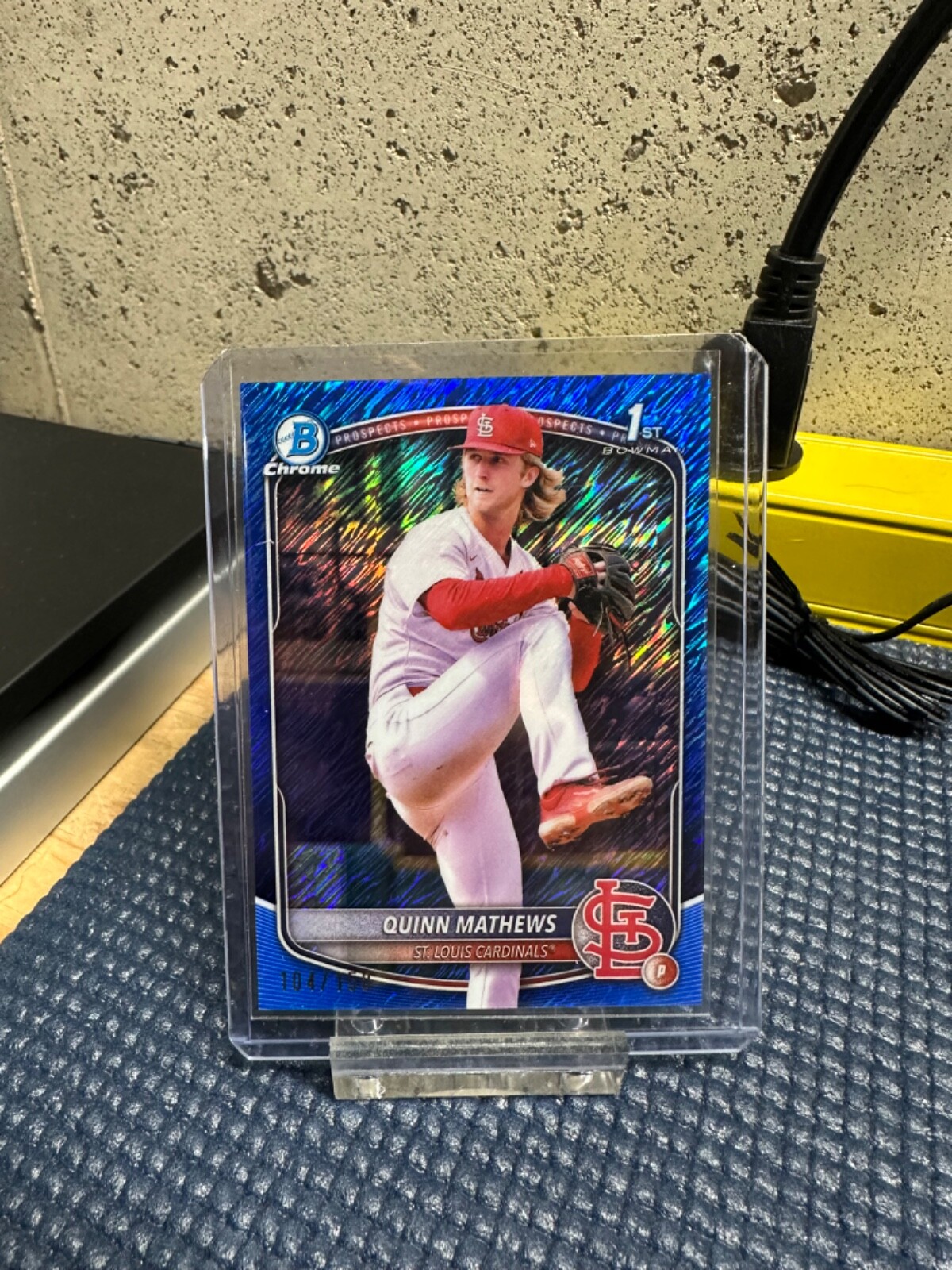 Quinn Mathews /150 Blue Shimmer 1st Bowman 2025 Bowman Chrome Baseball Cardinals