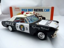 Bandai 1960s Japanese Battery Tin Buick Highway Patrol Car With Box Rare VINTAGE
