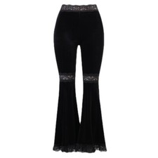 Pantaloni Flared In Velluto Da Donna A Campana In Pizzo Slim Sexy Gotico Punk