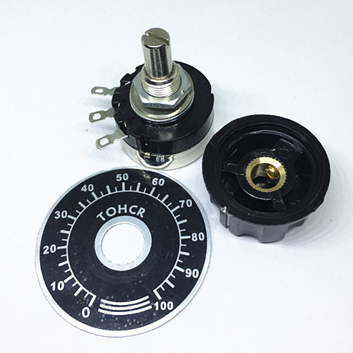 Taiss 2-Pack RV24YN20S Carbon Film Rotary Potentiometer – 100 Ohm With Knobs & Dials For Motor Speed Control