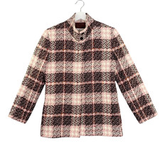 Doncaster Blazer Womens 6 Pink/Brown Wool Angora Jacket Houndstooth Plaid Lined