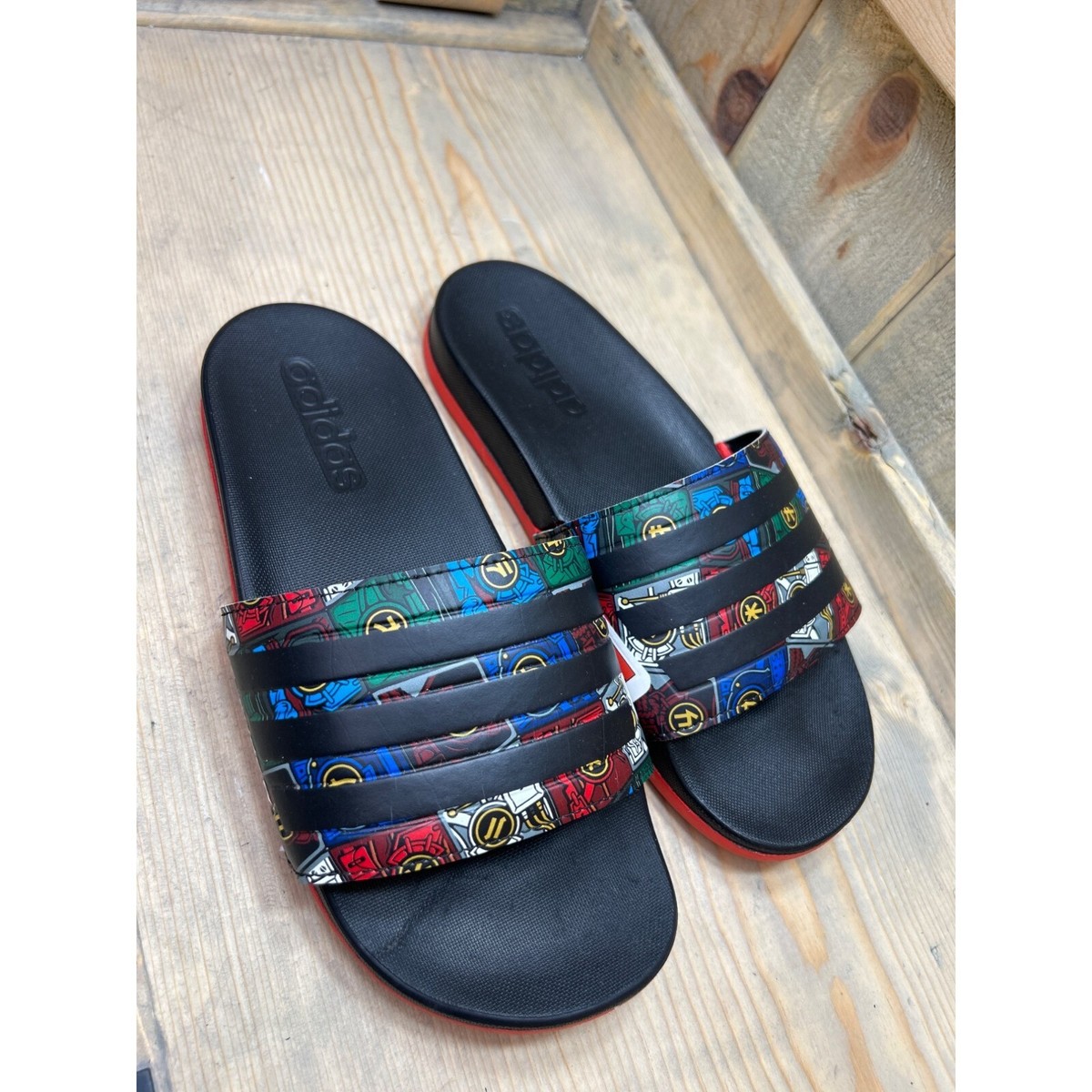 US4 ADIDAS- X LEGO® Ninjago FY8835 Boys Adilette Comfort Slides Sandals |  eBay