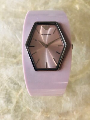 Emporio Armani Womens AR7370 Pink Catwalk Bangle Resin Quartz Watch New Battery Emporio Armani Women Stainless Steel Band Wristwatches for  main image 4