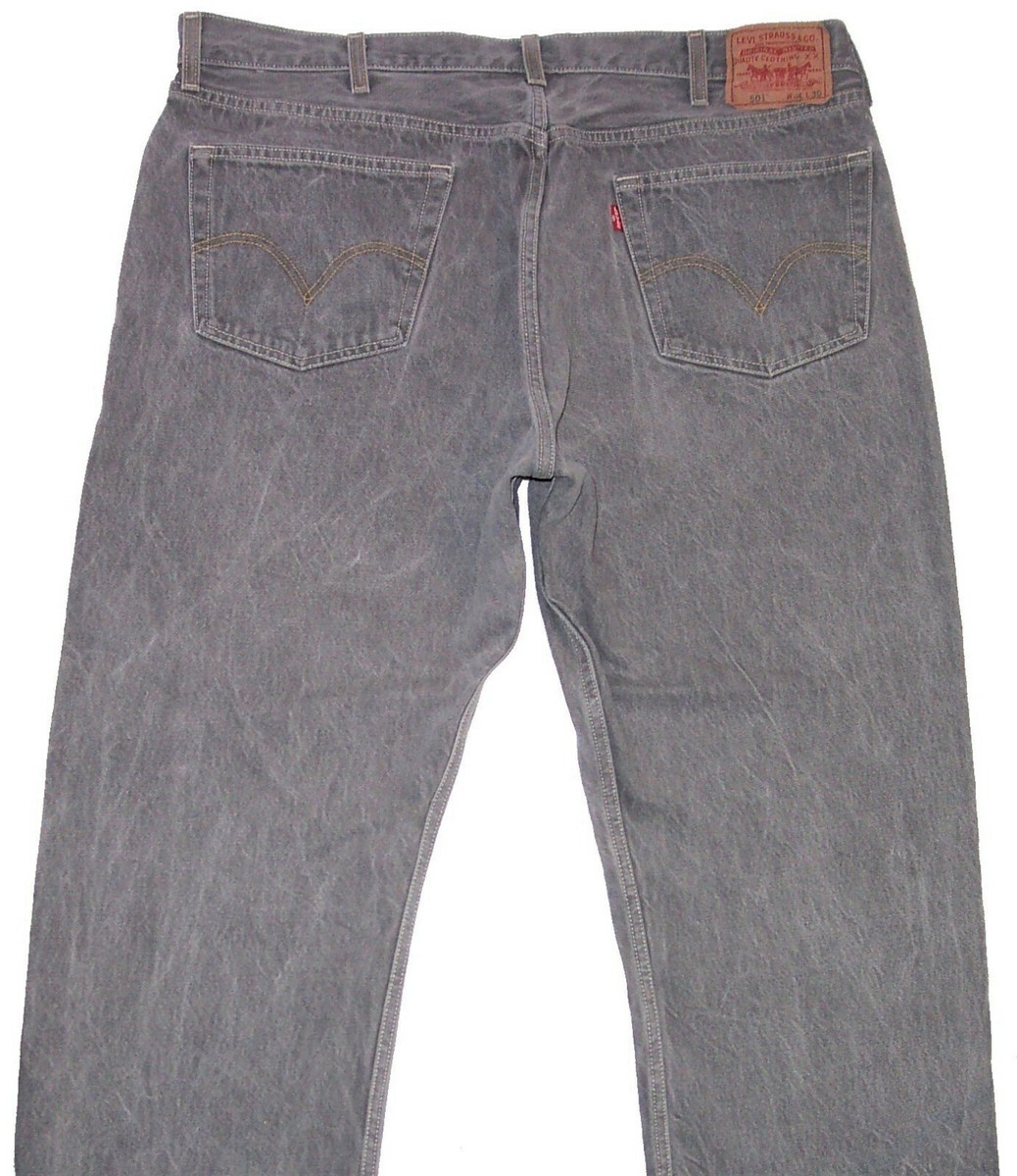 LEVI STRAUSS 501 Levis Red Tab Riveted Button Fly GRAY Jeans Tag