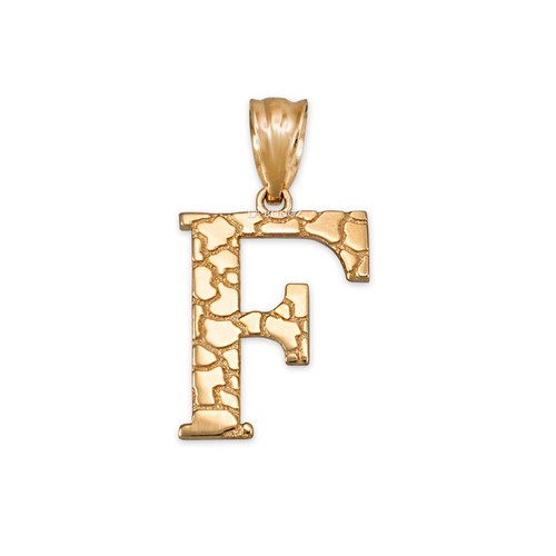 Yellow Gold Nugget Letter Initial Pendant Necklace - Picture 29 of 75