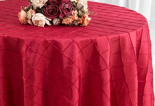 Wedding Linens Inc. 90" Pintuck Taffeta Round Table Overlay / Tablecloth - Picture 6 of 29