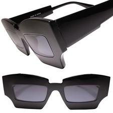 Stylish and Chic Black Slick Design Geometric Slim Rectangular Lens