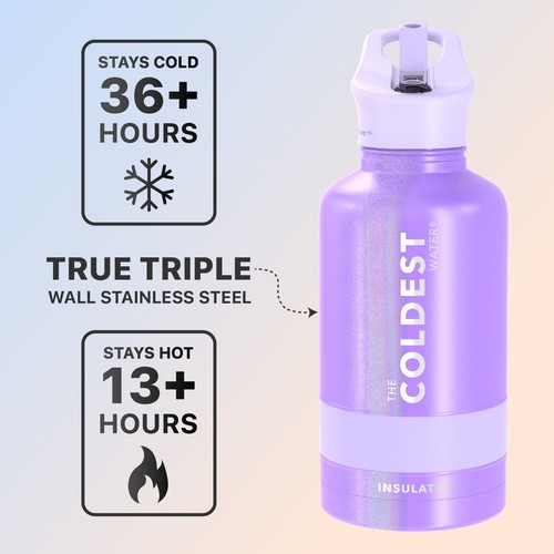 Coldest 64oz Sports Water Bottle Straw Lid Insulated Stainless Steel- 64oz Jug - Picture 24 of 312
