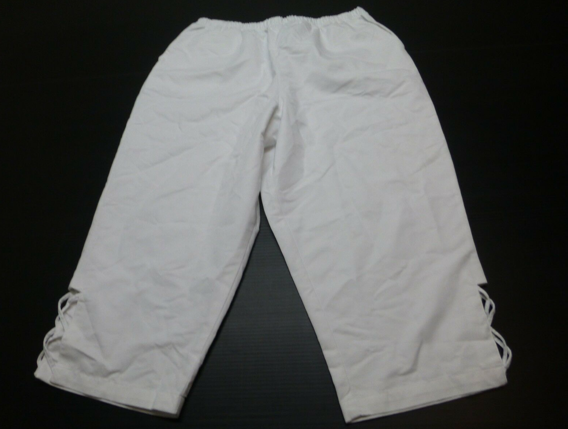 Blair Woven Capri Pants Womens Medium White Elastic Waist New