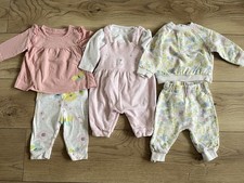 Baby Girls 0-3 Months Outfit Bundle M&S Trouser Set Dungarees Flower Floral M&Co