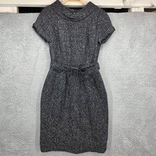 Banana Republic Women's Tweed Belted Sheath Dress Size 8 Gray Business Retro