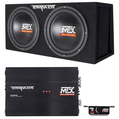 MTX Terminator TNP212DV 500w RMS Dual 12  Subwoofers+Vented Sub Box+Amplifier