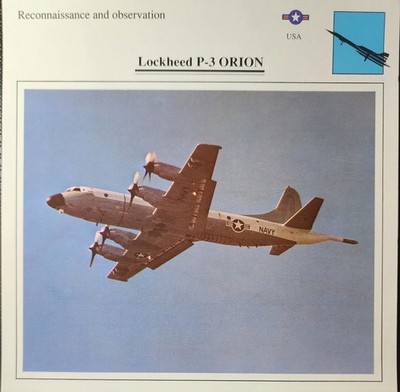 Lockheed P-3 P3 P 3 Orion Plane Picture Original Aircraft Info Collector Card  