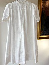 ANT WHITE MOST DAINTY VINTAGE BABY'S LONG GOWN BATISTE, TUCKS, EMBROIDERY,LACE