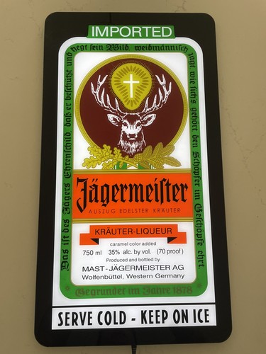 Jagermeister Lighted  Sign 13” X 23” Electric Light Up Bar Liquor Store Vintage