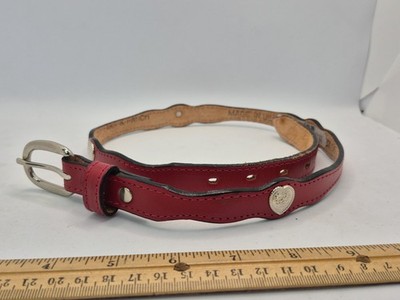 Red Leather Western Cowgirl Belt Heart Circle Y D&D Farm Ranch Size 28