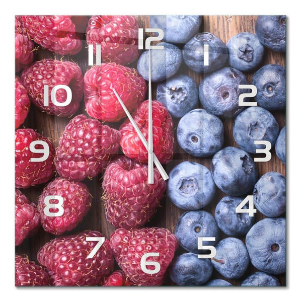 Glas-Wanduhr FüR KüChe Aus GehäRtetem Glas Waldbeeren WeißE Zeiger 60X60 Cm-image