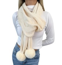 LOUIS VUITTON Vintage Monogram Escharpe Fur Scarf Shawl Cream Cashmere Logo