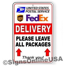 Delivery Leave All Packages Here Arrows Up Metal Sign Delivery Instructions