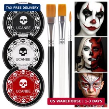 Goth White Foundation Black Red Face Body Paint for Halloween Makeup, Face Pai