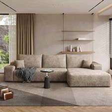 Cozy Cloud Sectional Ergonomic Couch w/ Faux Fur Luxury Sofa Gray Black Taupe