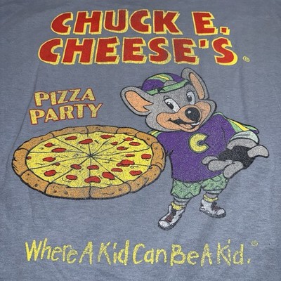Chuck E. Cheese Adult T-Shirt  Lapel Logo Pizza Where A Kid Can Be A Kid Size XL