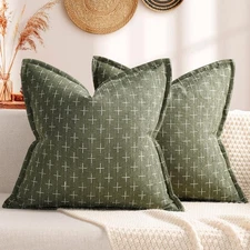 Pillow Covers 22x22 Set of 2 Soft Polyester Textured Pillow Covers with Styli...