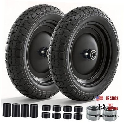 4.80/4.00-8 Tire and Wheel, Wheelbarrow Tire Flat Free with 5/8  Extra black