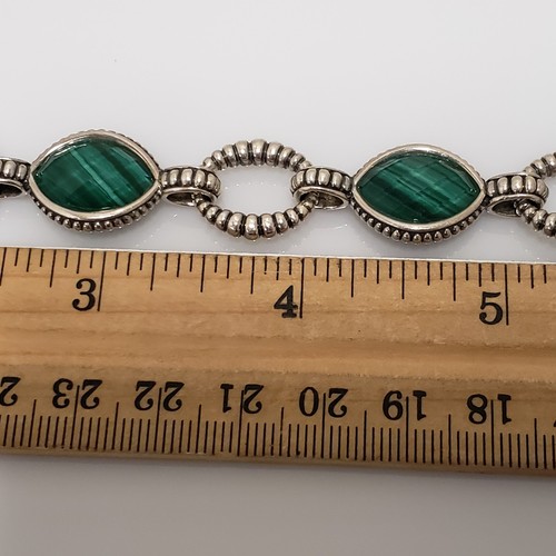 LAGOS CAVIAR Sterling Silver Malachite & Quartz Link Bracelet 7.5" - Picture 7 of 10