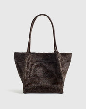 Madewell The Lexington Small Tote in Raffia, Dark carob